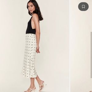 4Sienna Black & White Polka Dot Midi Skirt